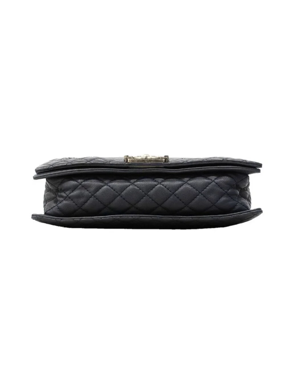 Chanel Shoulder Bag Boy Lambskin Navy Silver